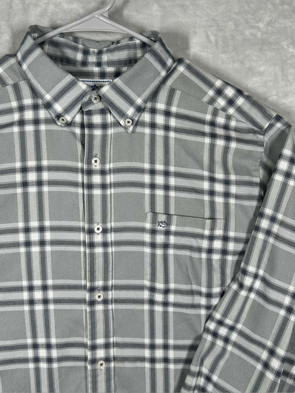 Southern Tide Intercoastal Shirt Mens L Grey Plaid Performance Stretch